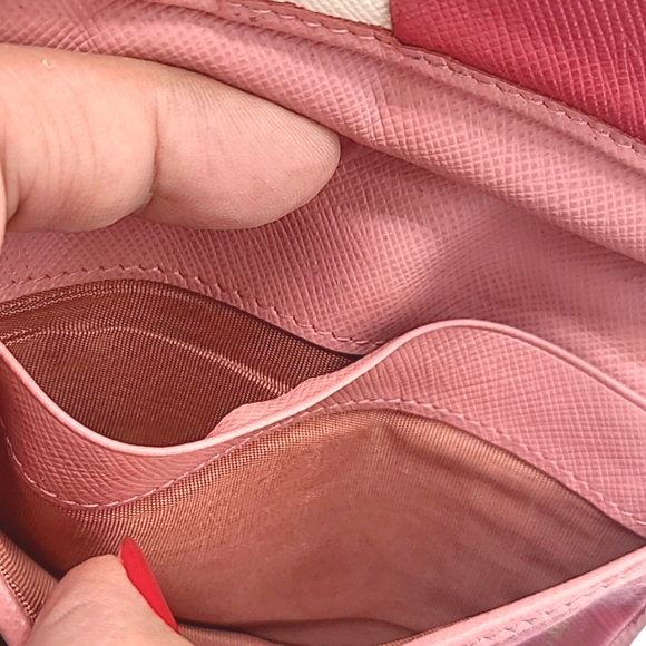 PRADA Portafoglio Pattina Pink Saffiano Leather Bifold Wallet - Picture 11 of 16